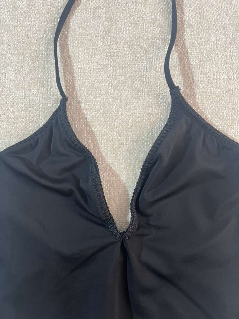Victorias Secret Black Halter One Piece Swimsuit Braided V-Neck Size Medium - Picture 5 of 8